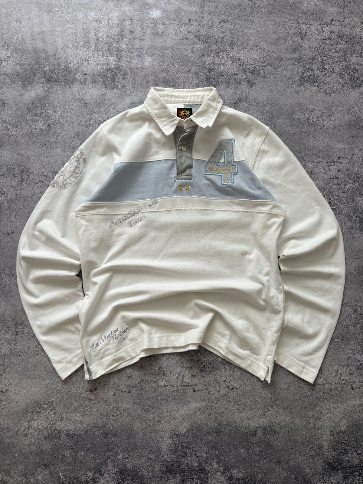 Vintage La Martina White Polo Long Sleeve size L