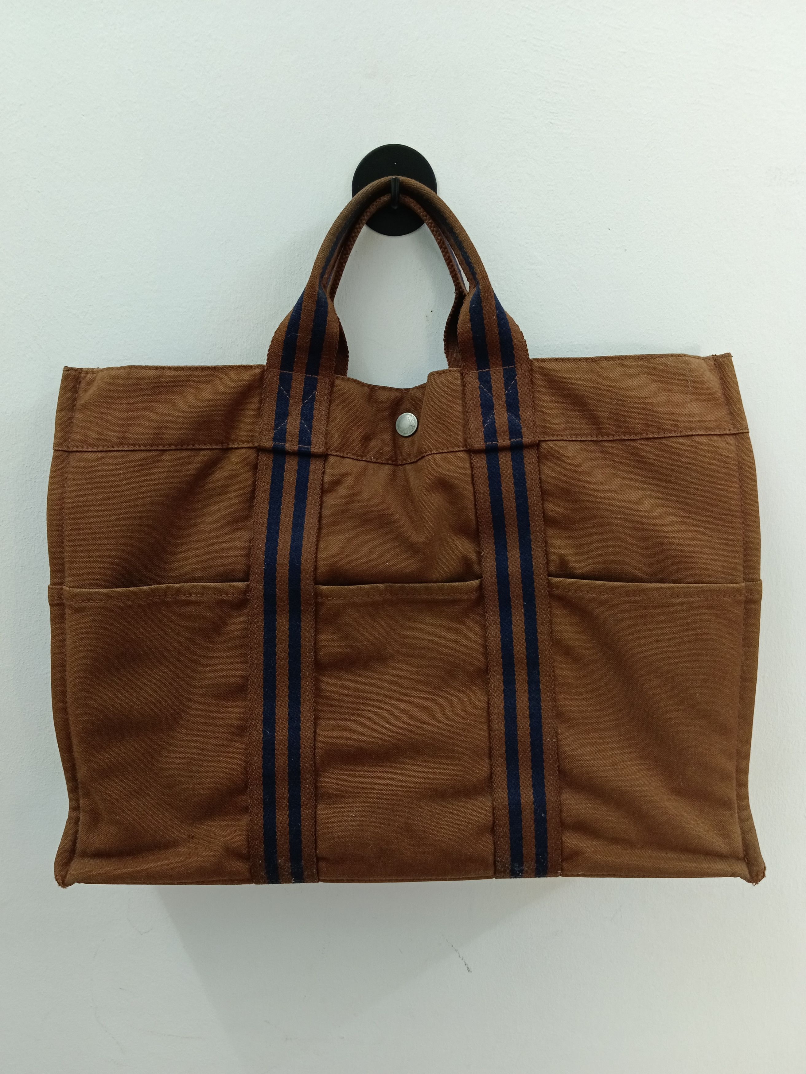 Hermes Vintage Hermès Fourre Tout MM Canvas Tote Bag Brown/Navy Size ONE SIZE - 1 Thumbnail
