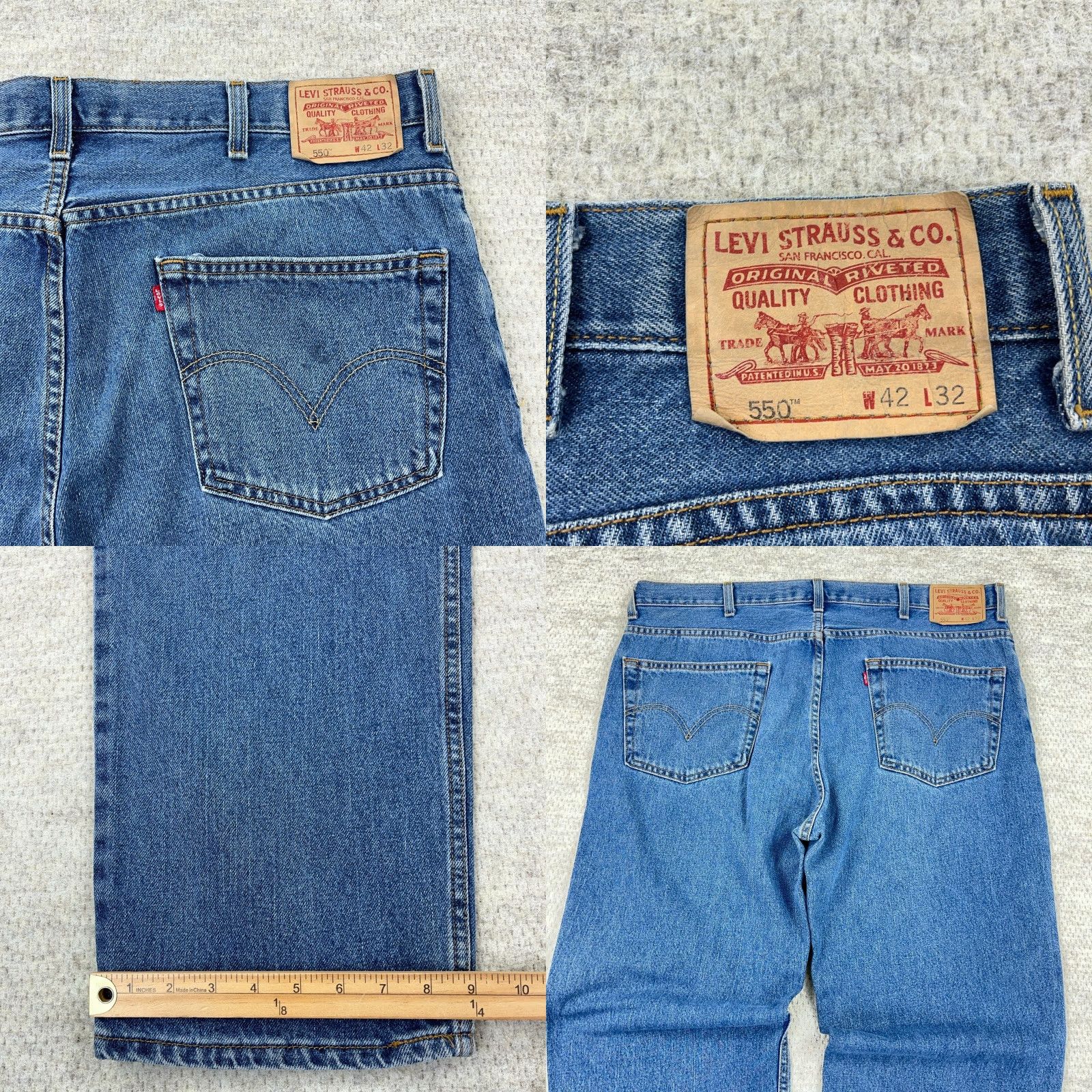 Levi's VINTAGE Levi's 550 Jeans Men's 42x32 Relaxed Fit Straight Leg Blue Y2K Grunge Size US 42 / EU 58 - 8 Thumbnail