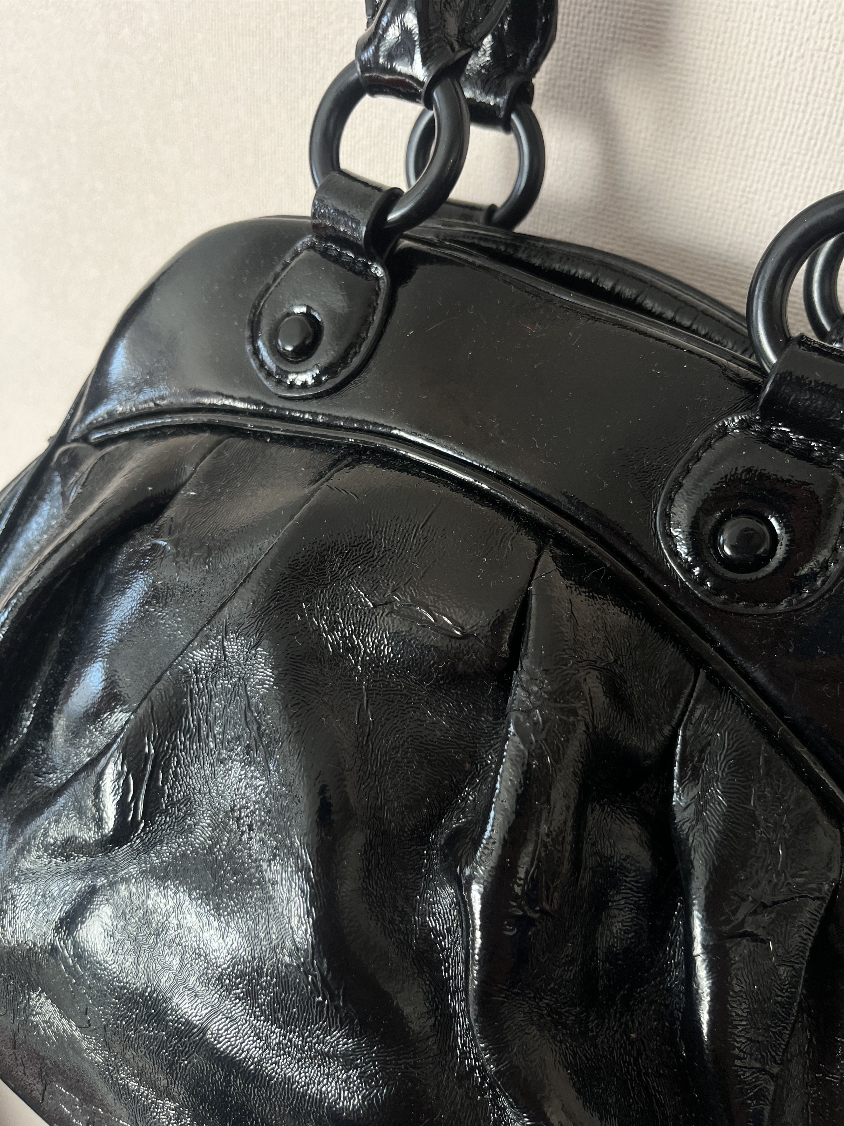 Just Cavalli Just Cavalli Black Patent Leather Satchel Bag Top Handle Size ONE SIZE - 5 Thumbnail
