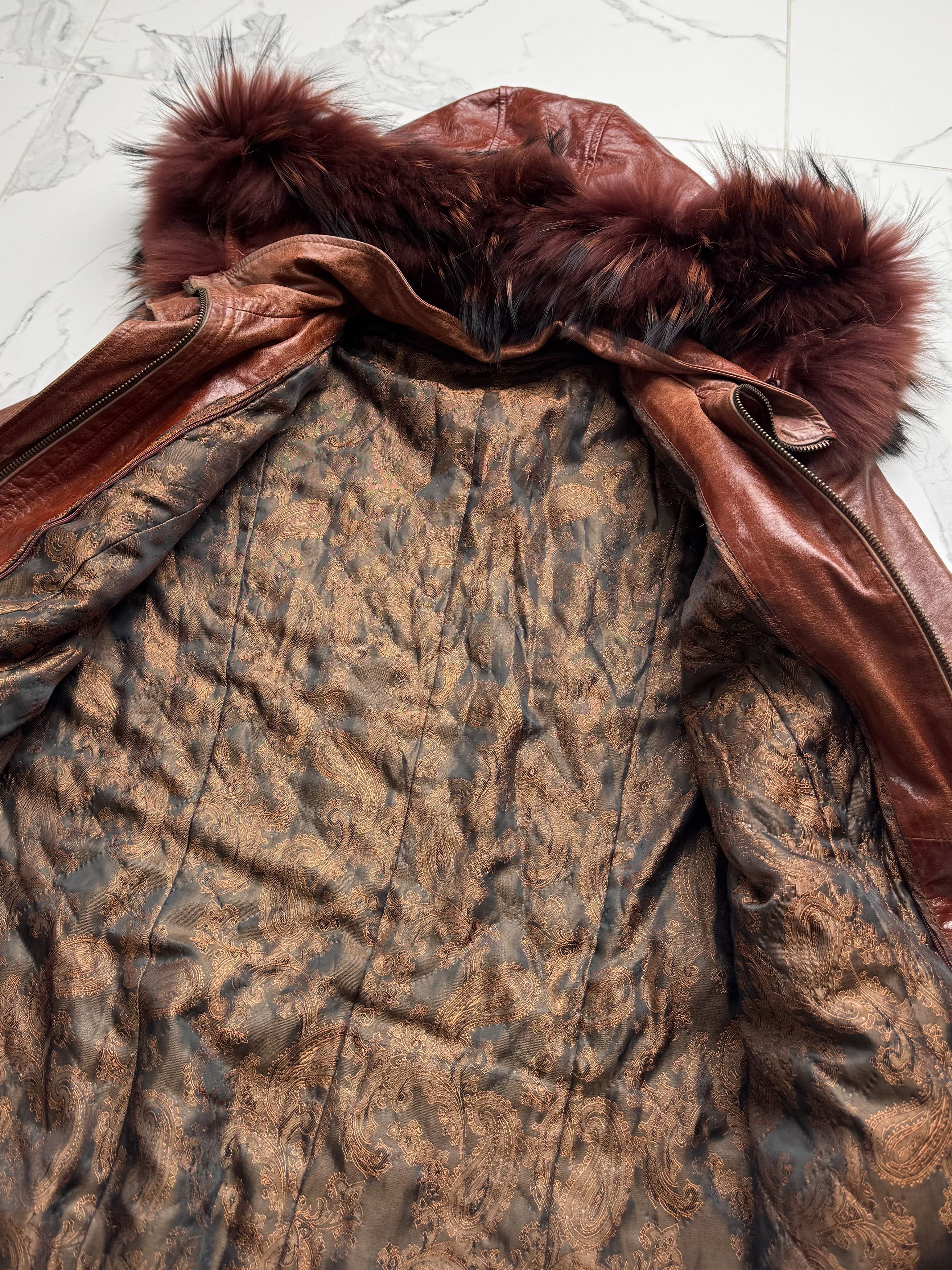 Japanese Brand Vintage Brown Leather Jacket Hooded Statement Coat Y2K Size L / US 10 / IT 46 - 10 Thumbnail