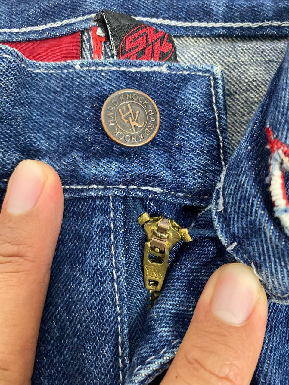 JNCO vintage school of hard knocks baggy denim embroided Size US 33 - 12 Thumbnail