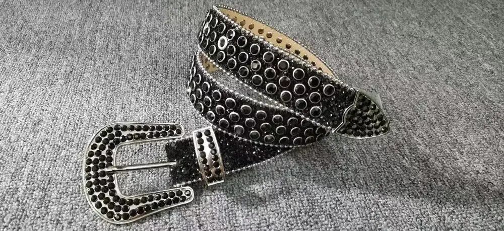 Japanese Brand Black Rhinestone Vintage Belt Size ONE SIZE - 8 Thumbnail