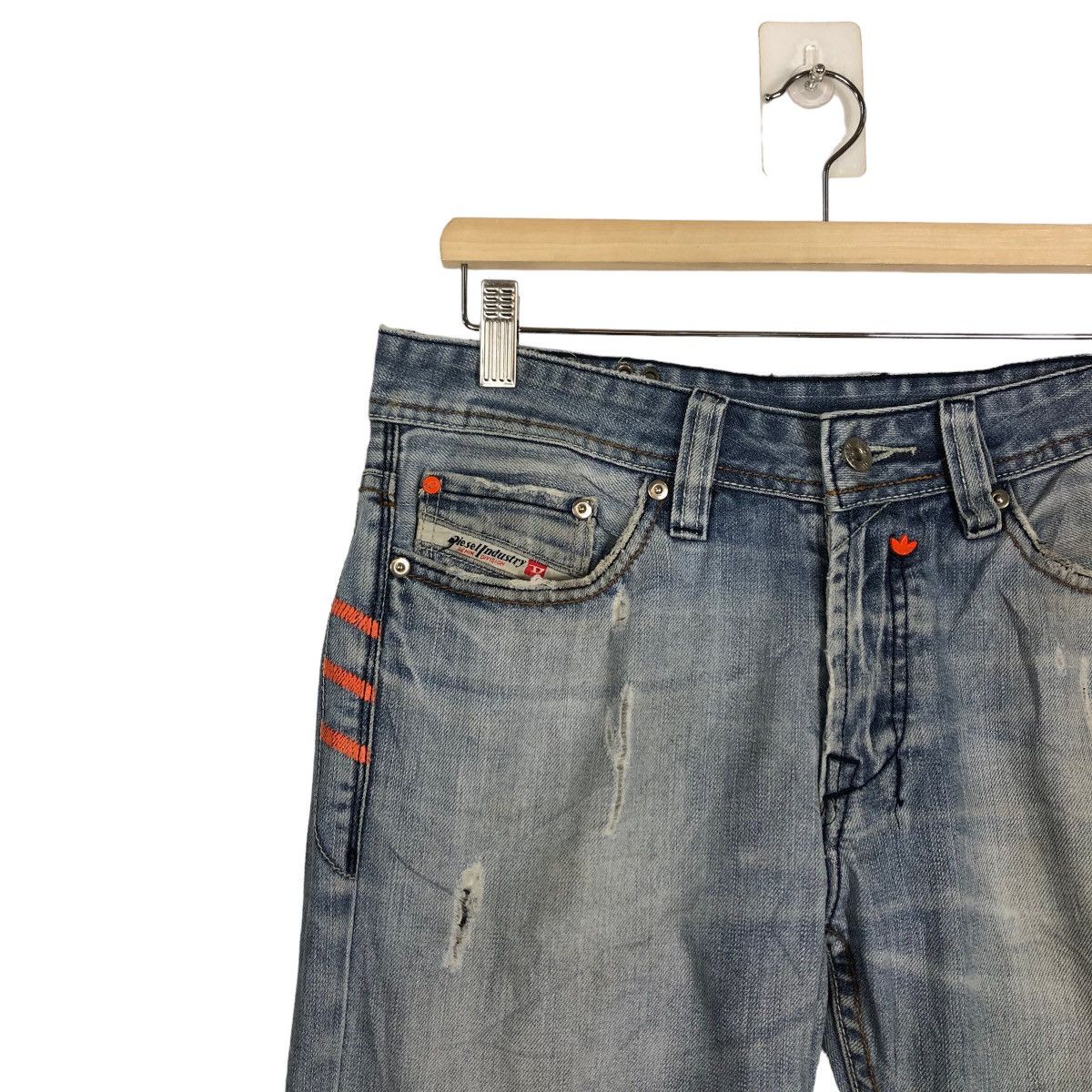 Adidas 🔥RARE DISTRESSED DENIM JEANS DIESEL X ADIDAS STREETWEAR Size US 30 / EU 46 - 6 Thumbnail