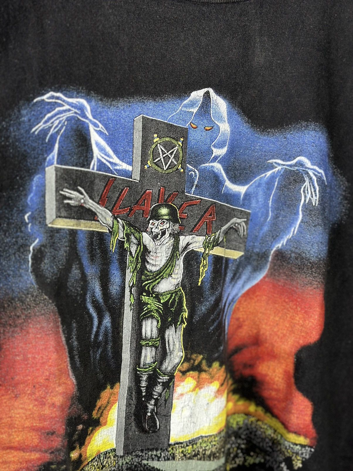 Vintage Vintage 1990 Slayer European Campaign Tour T-Shirt Size US M / EU 48-50 / 2 - 4 Thumbnail