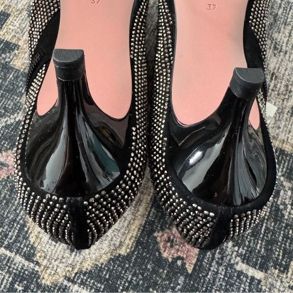 Zara Zara Black Textile Silver Rhinestone Kitten Heel Ankle Booti Size US 7 / IT 37 - 6 Thumbnail