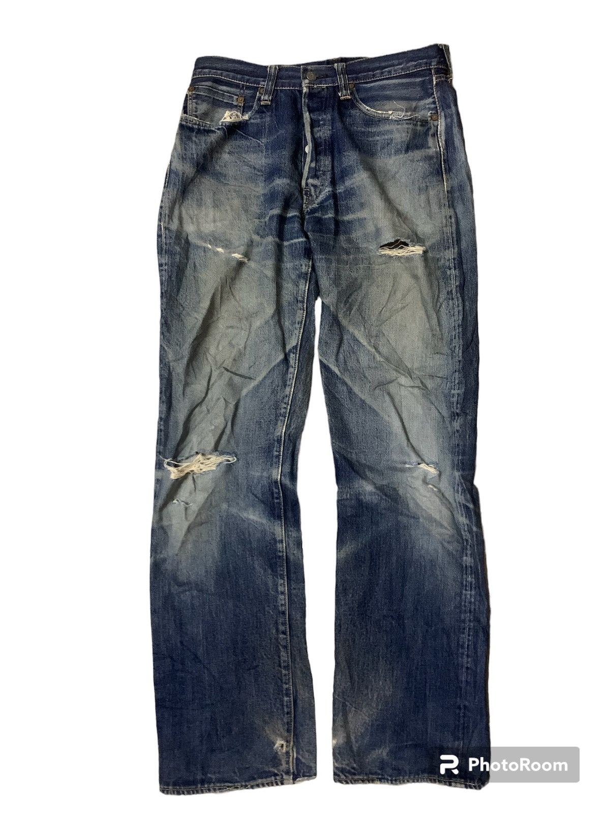 Japanese Brand × Sugar Cane Vintage Sugar Cane Selvedge Flare Distress Denim Jeans Size US 32 / EU 48 - 1 Thumbnail