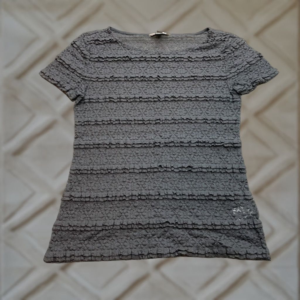 Banana Republic VINTAGE Banana Republic Shirt Womens Medium Gray Short Sleeve Layered Peasant Tee Size M / US 6-8 / IT 42-44 - 1 Thumbnail