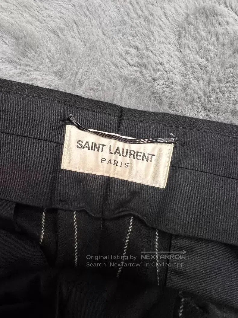 Saint Laurent Paris Saint Laurent Paris Silver Striped Wool Trousers Size US 30 / EU 46 - 3 Thumbnail