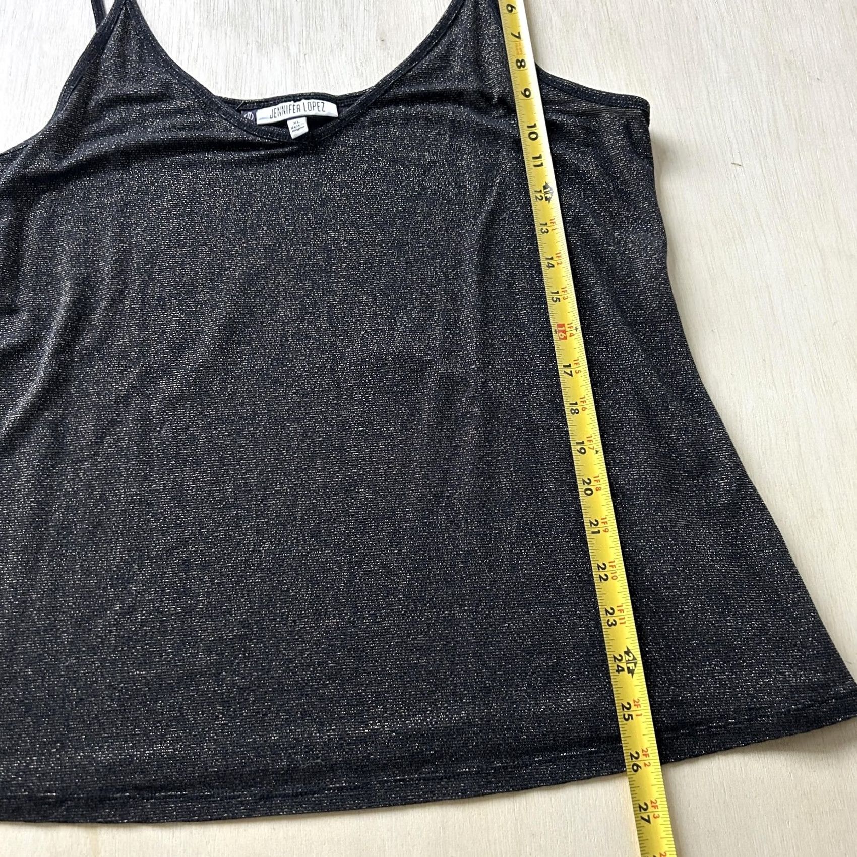 Vintage Jennifer Lopez Tank Top Womens XL Black Metallic V Neck Camisole Stretch Party Size XL / US 12-14 / IT 48-50 - 5 Thumbnail