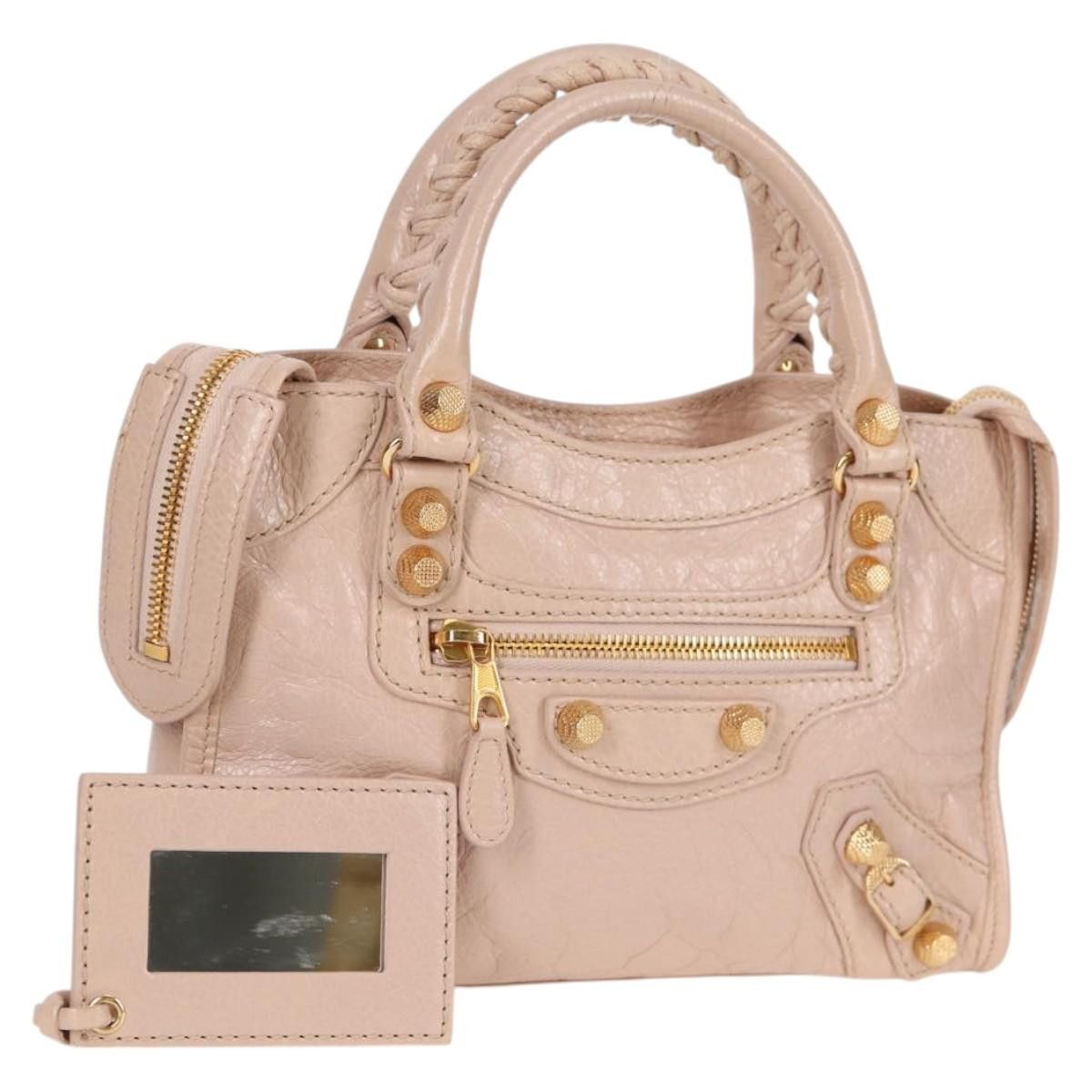 Balenciaga Giant Mini City Hand Bag Leather Pink Gold 309544 Auth Yk17858 in Pink/Gold, Women's