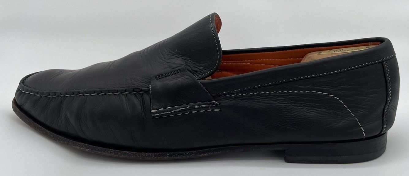 Santoni SANTONI Mens Penny Loafers Black Napa Leather Size 13E Italy Size US 13 / EU 46 - 4 Thumbnail