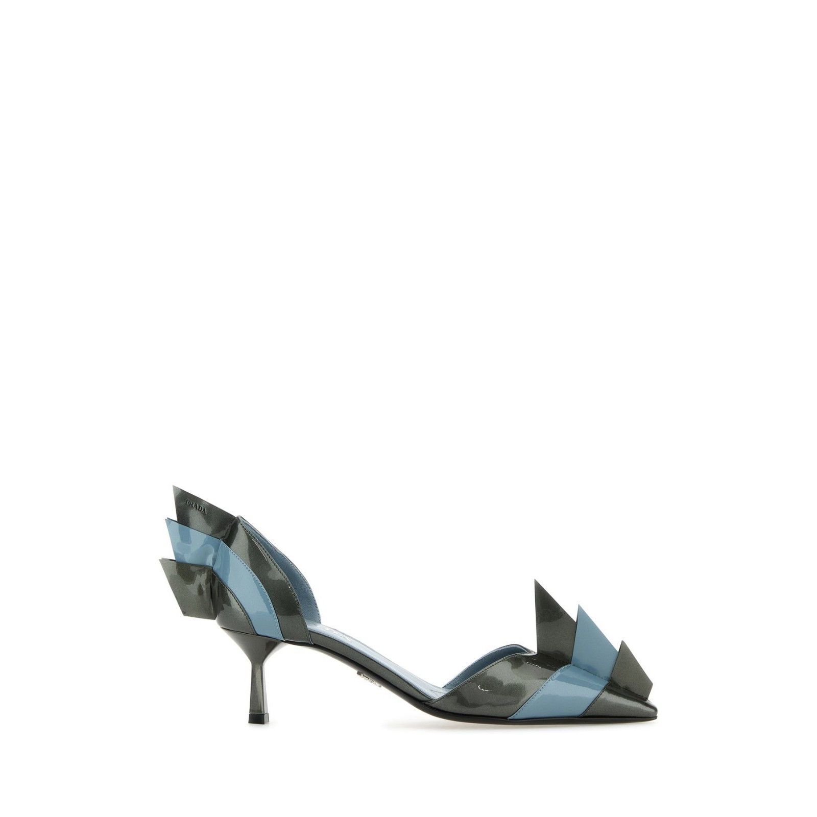 Prada PRADA Two-Tone Striped Bow Black Blue Leather 55mm Heel Pump Size US 7 / IT 37 - 5 Thumbnail
