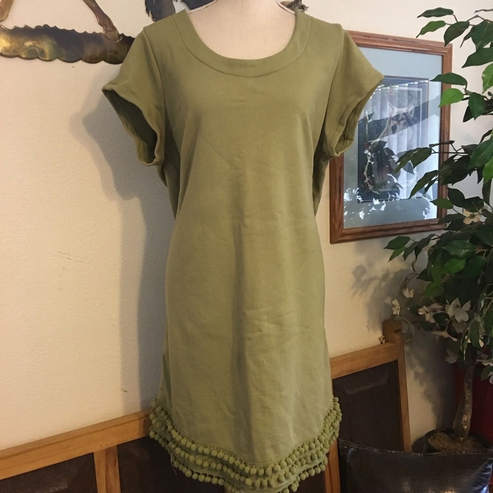 Isaac Mizrahi Isaac Mizrahi sage green Pom Pom hem tunic top Size ONE SIZE - 2 Thumbnail