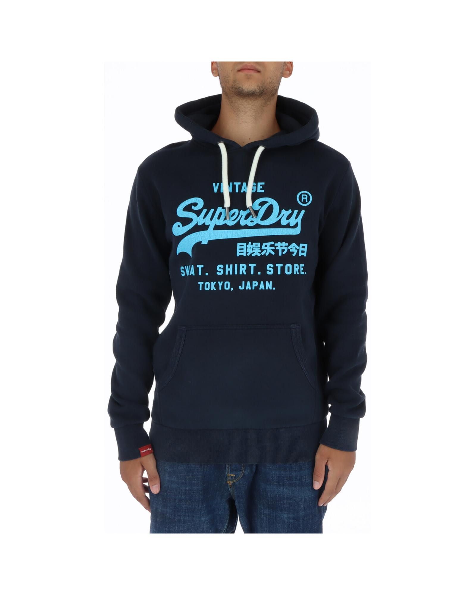 image of Superdry Print Long Sleeve Sweatshirt in Blue, Men's (Size 2XL)