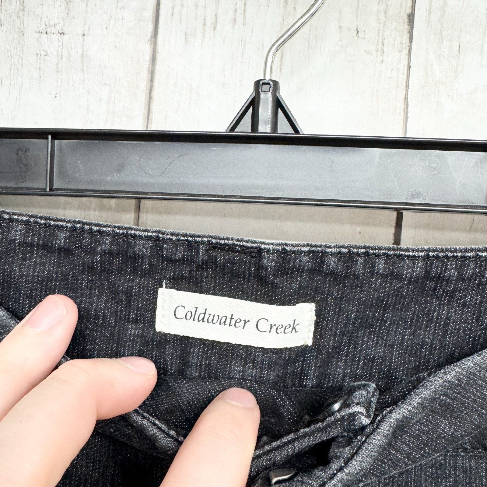 Coldwater Creek Coldwater Creek Pants P14 Black Denim Wide Flared Leg Jeans Size 35" - 3 Thumbnail