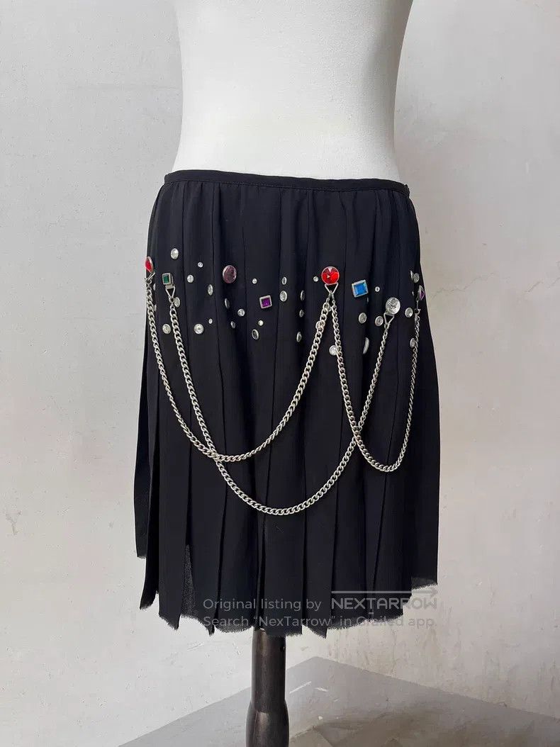 Junya Watanabe Junya Watanabe size M Gemstone chain pleated skirt Size 25" / US 0 / IT 36 - 1 Thumbnail