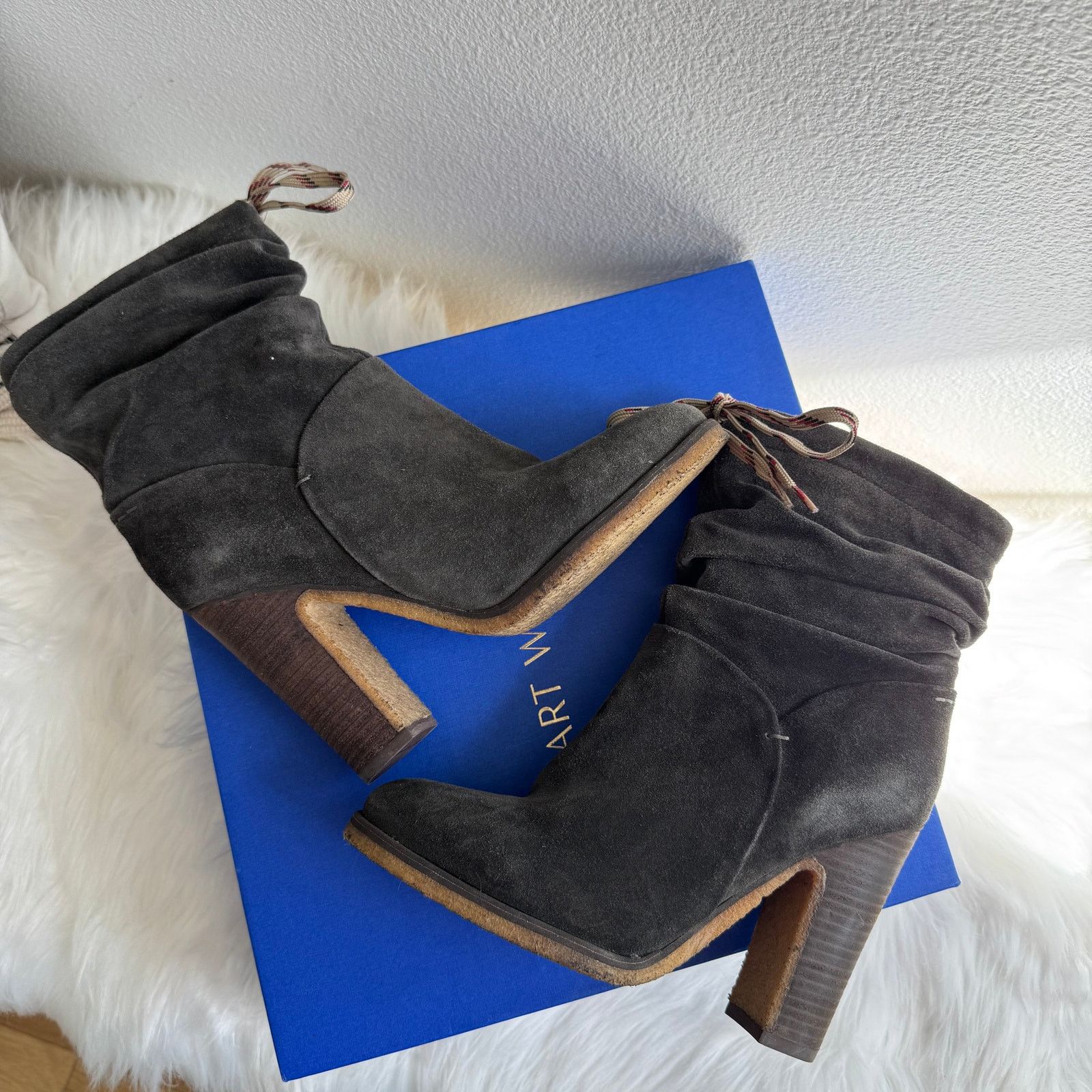 See by Chloe See by Chloe Gray Suede Slouchy Ankle Stacked Heel Boots Size US 8.5 / IT 38.5 - 6 Thumbnail