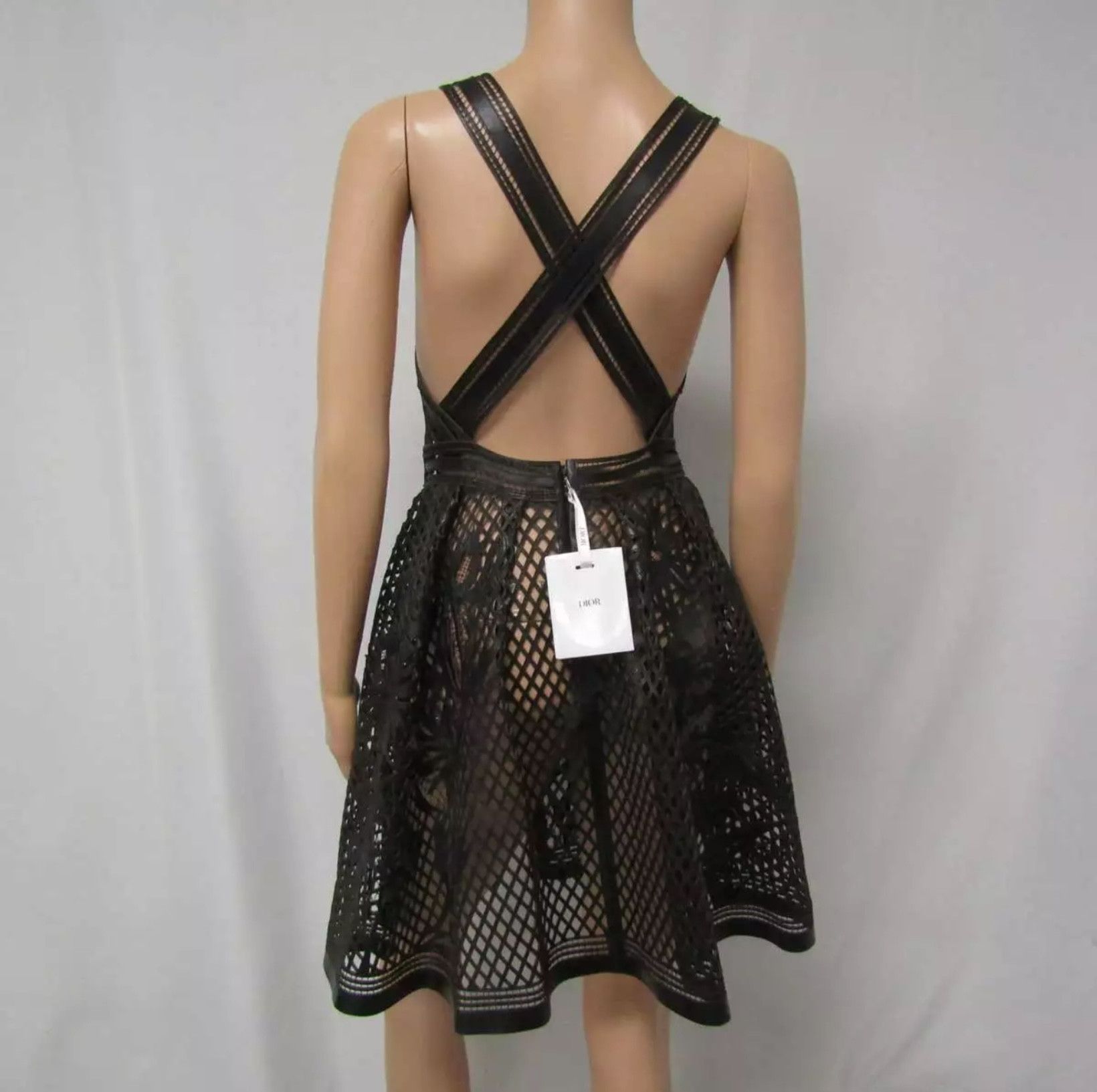 Dior NWT Christian Dior lambskin leather Black dress Eyelet Laser Size M / US 6-8 / IT 42-44 - 2 Thumbnail
