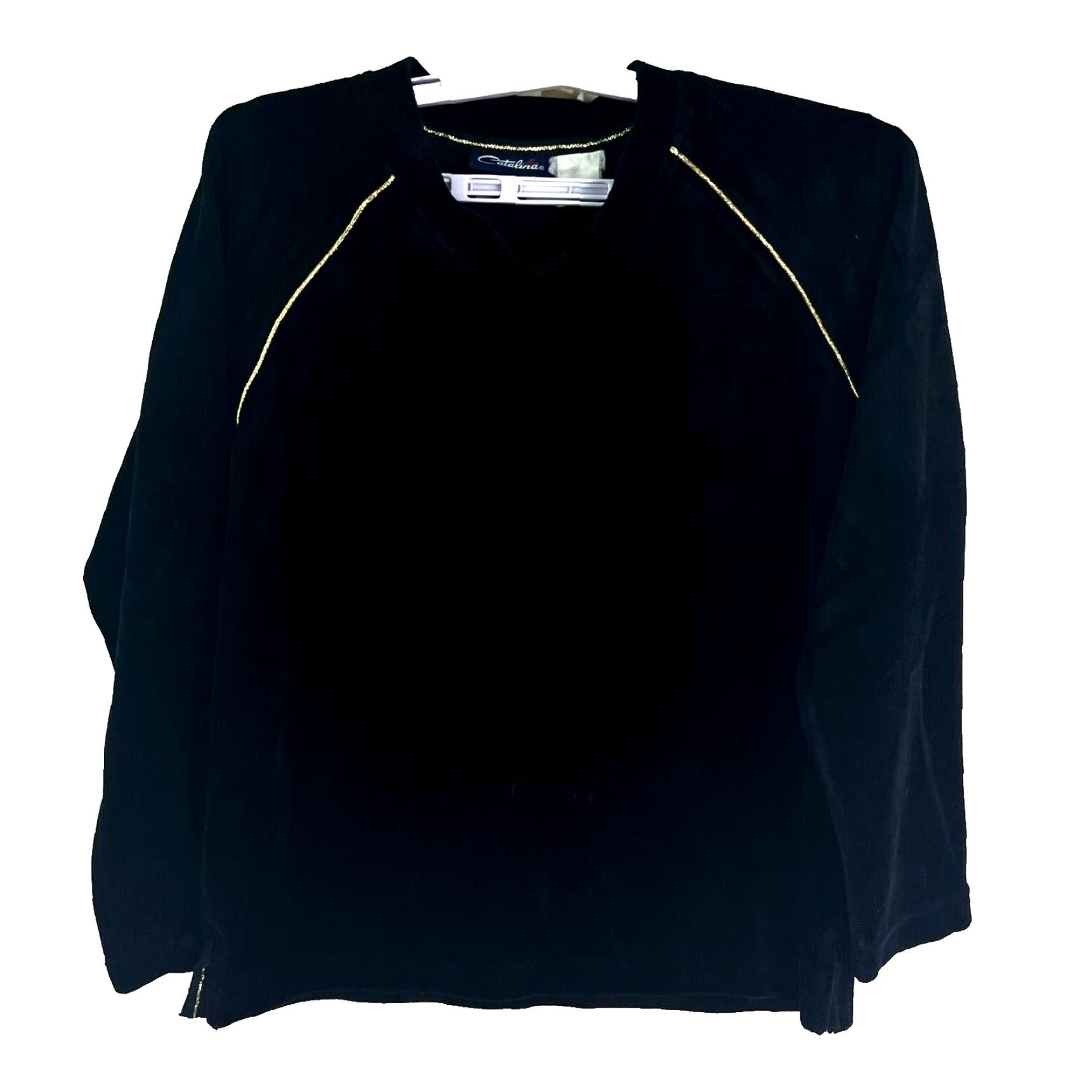 Catalina VINTAGE Catalina Velour Knit Pullover Sweater Women Black Metallic Size M Size M / US 6-8 / IT 42-44 - 2 Thumbnail