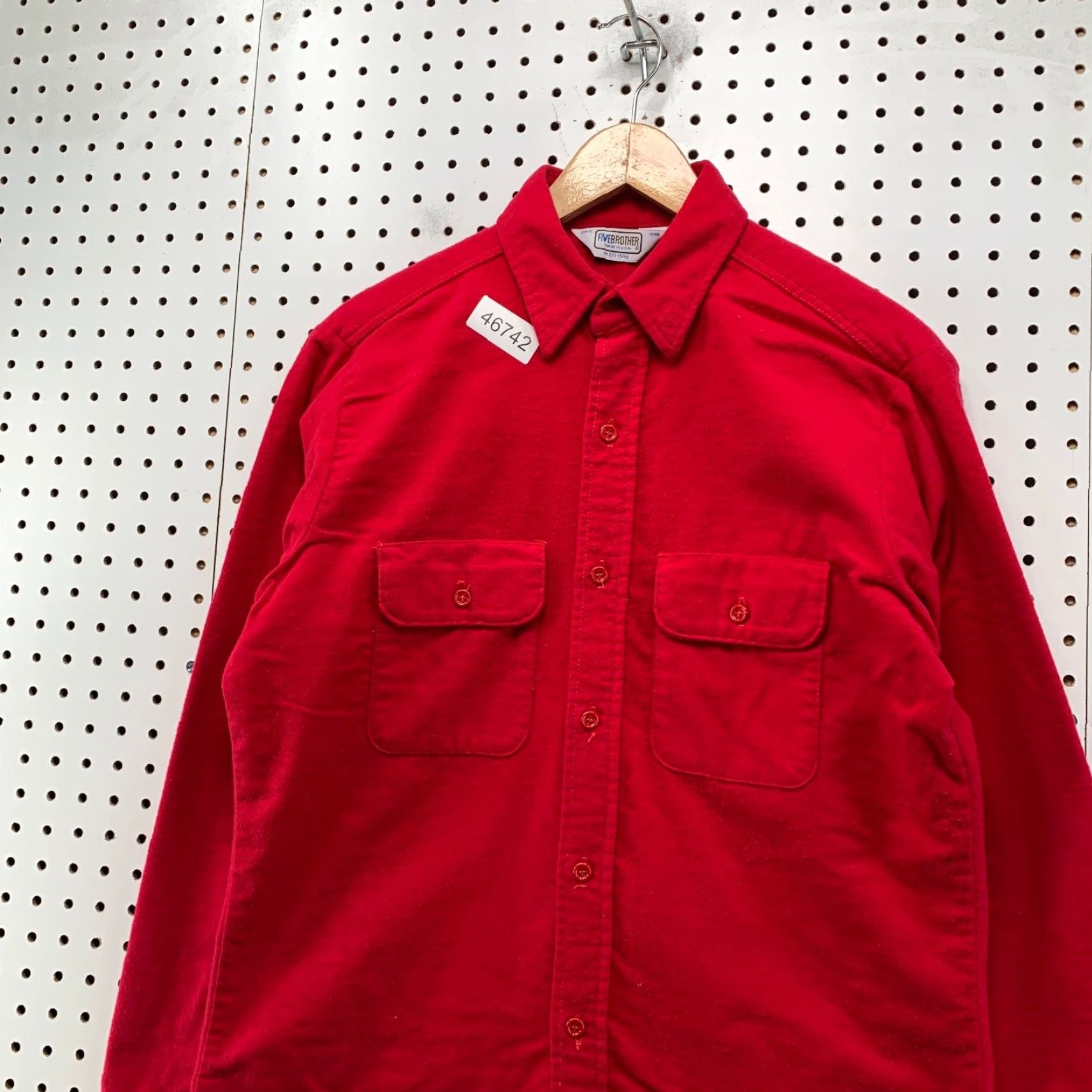 Vintage VINTAGE Five Brothers Chamois Button Shirt Mens Regular Large Red Long Sleeve USA Shirt Size US L / EU 52-54 / 3 - 6 Thumbnail