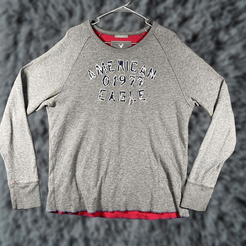 American Eagle Outfitters VINTAGE American Eagle Shirt Sweatshirt Raglan Crewneck Graphic Print Mens Large Gray Size US L / EU 52-54 / 3 - 1 Thumbnail