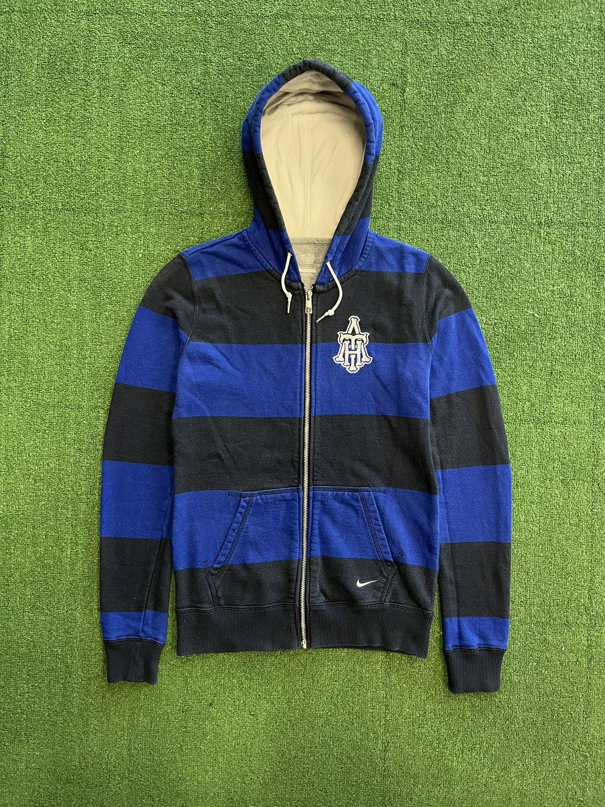 Nike × Vintage Vintage Y2K Nike Athletic Swoosh Striped Zip Hoodie Size US XS / EU 42 / 0 - 1 Thumbnail