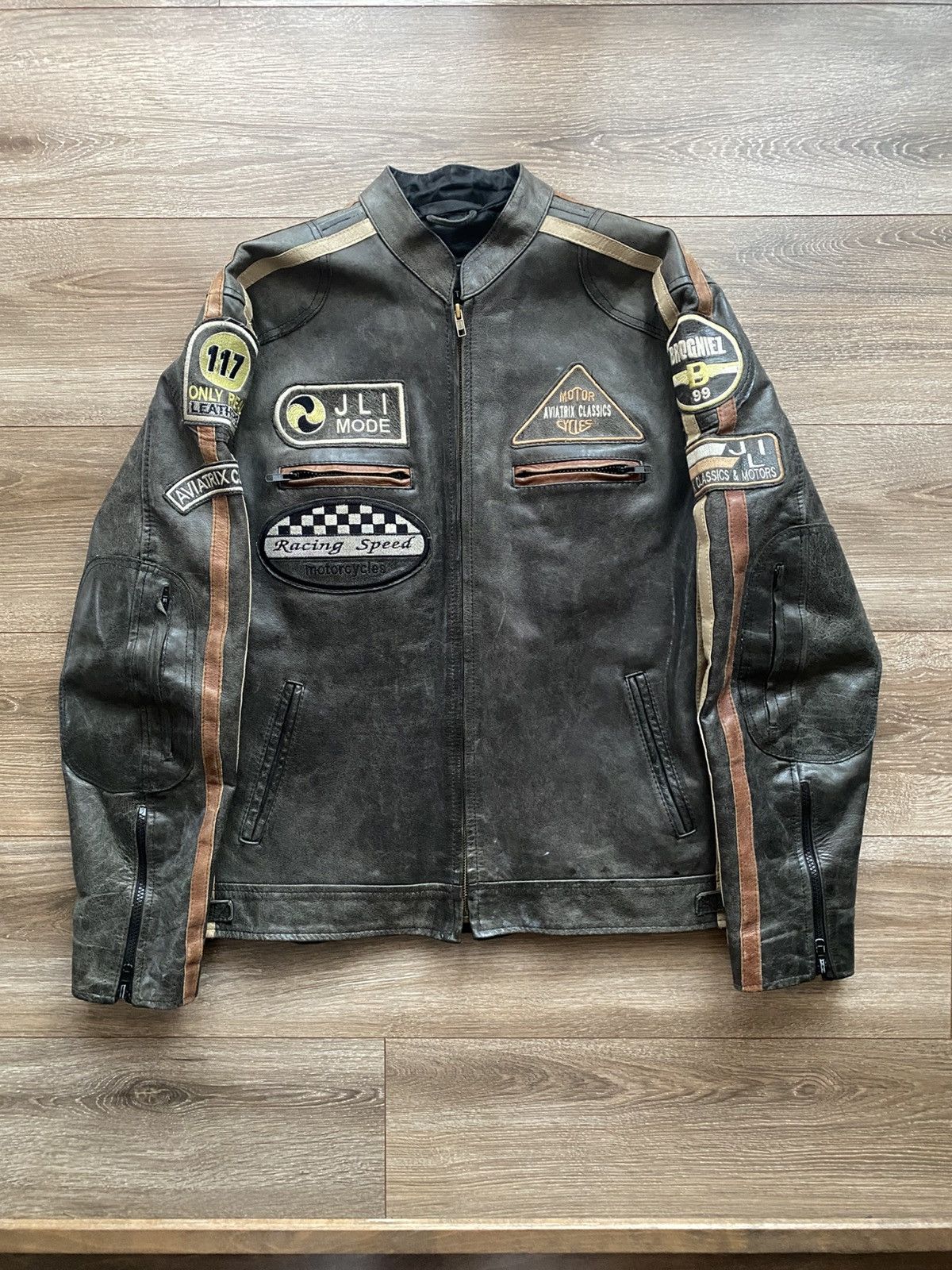 Leather × Vintage Vintage Aviatrix Leather Motorcycle Racing Jacket Size US L / EU 52-54 / 3 - 2 Thumbnail