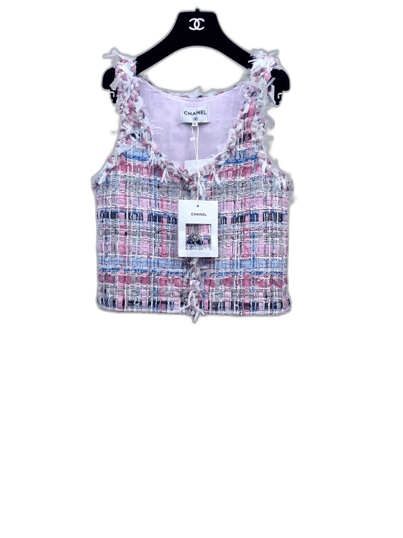 Chanel Chanel Pink Woven Vest with Glass Buttons Size S / US 4 / IT 40 - 1 Thumbnail