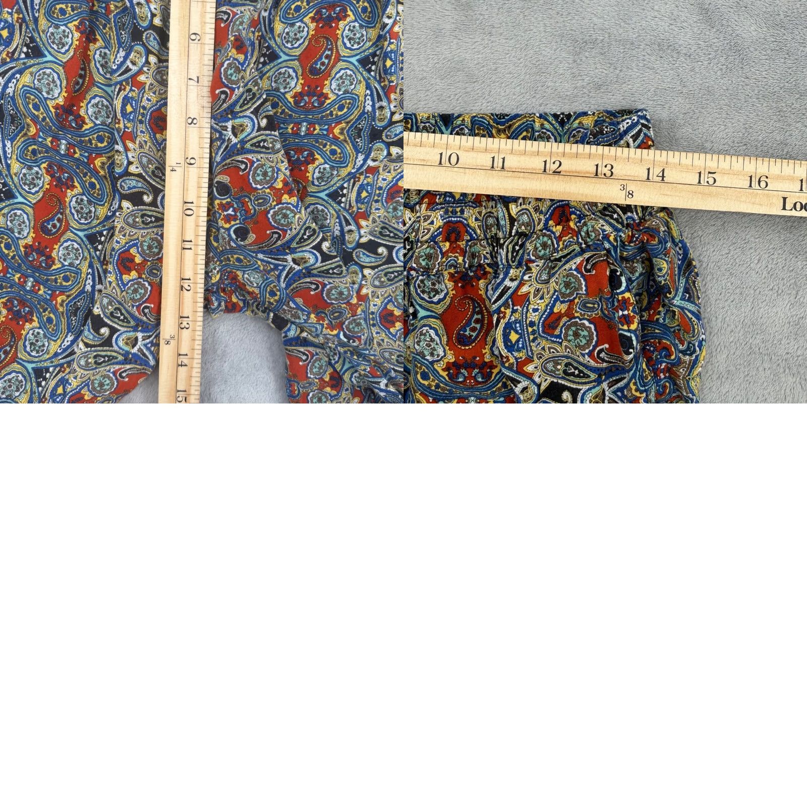 Vintage Kaktus Womens Paisley Print Rayon Pants Elastic Waist Boho Red Blue Size L Size 36" / US 14 / IT 50 - 9 Thumbnail
