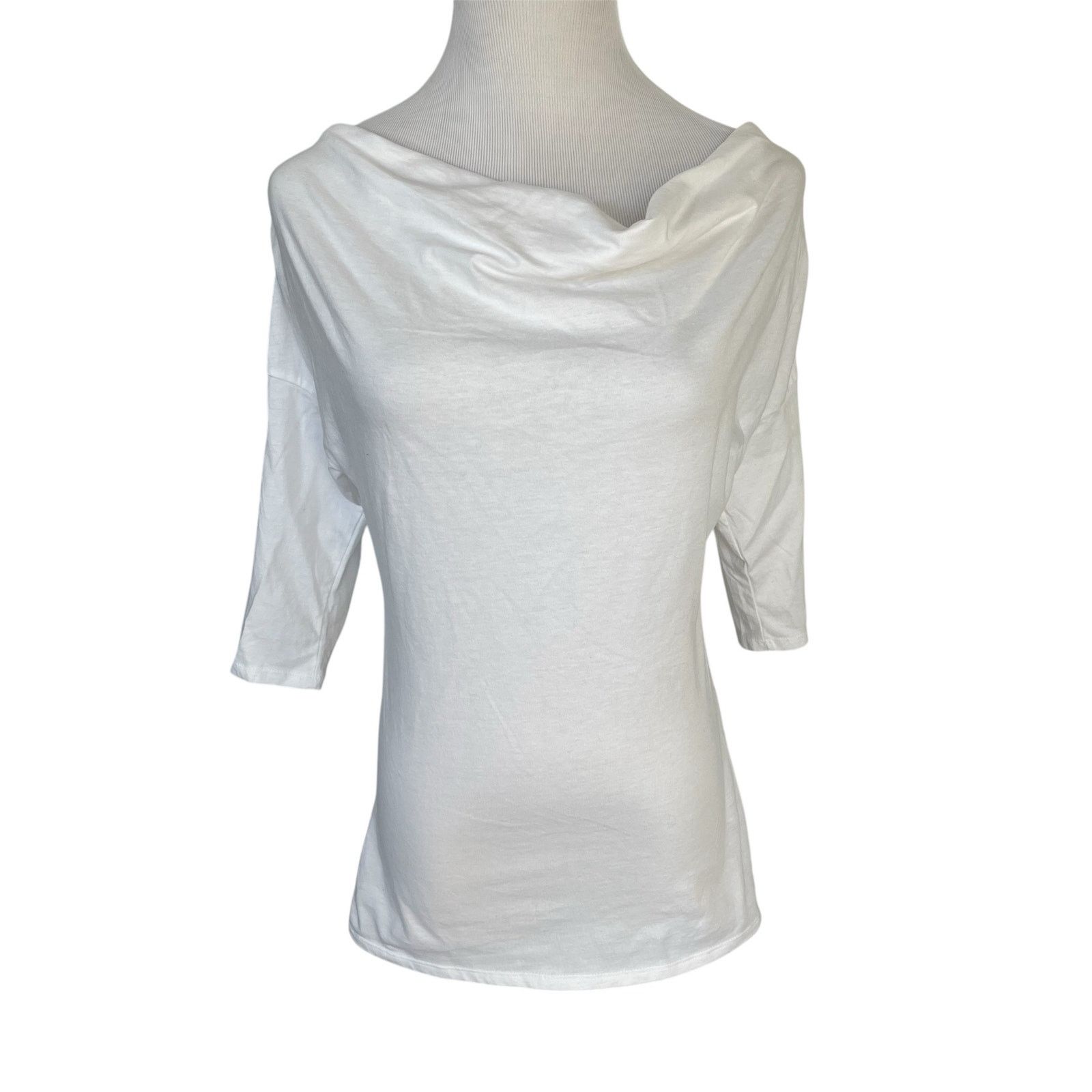 Cherokee Women's S Cherokee 3/4 Sleeve White Boatneck Cowl Blouse Top Size S / US 4 / IT 40 - 1 Thumbnail