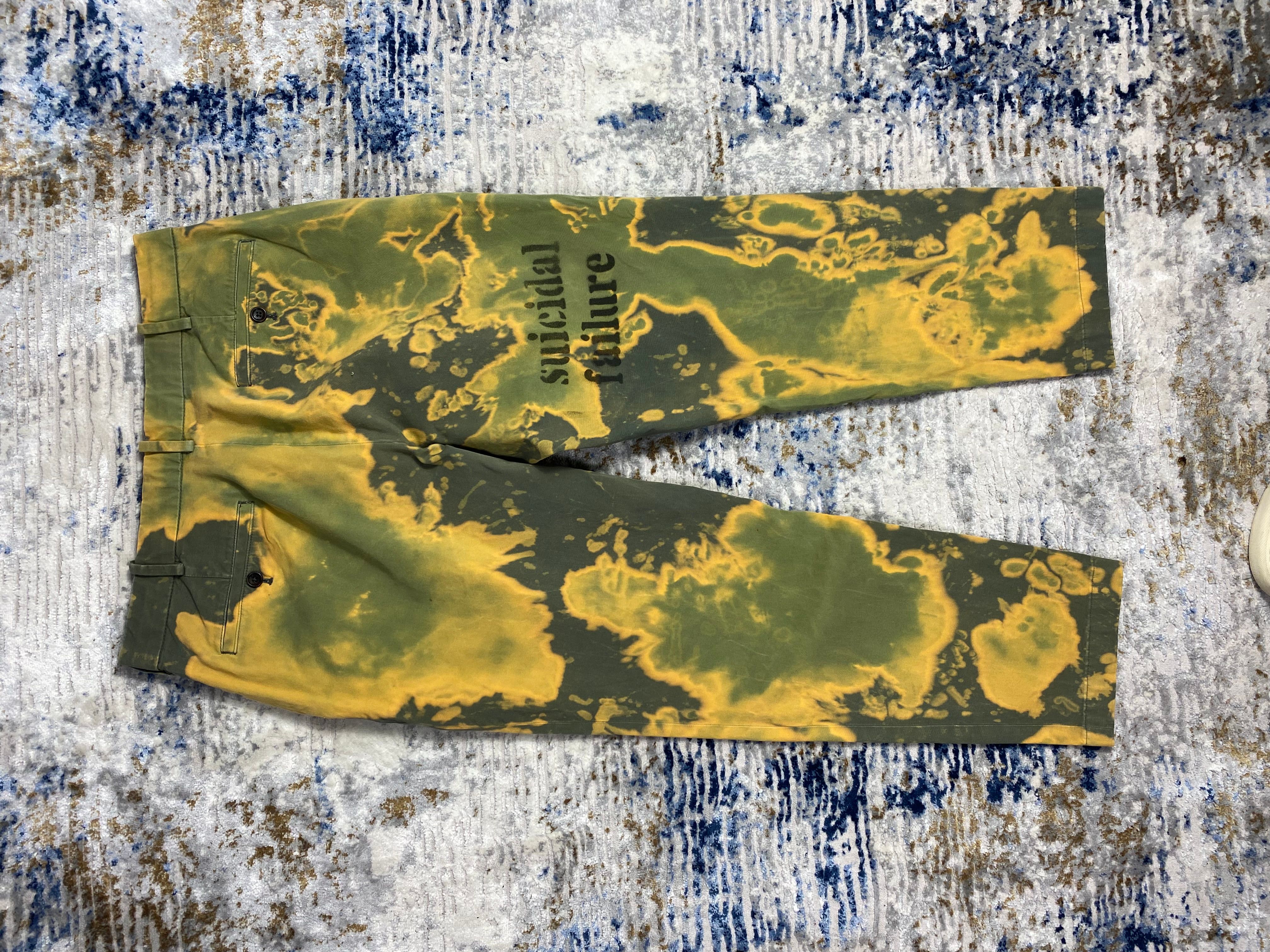 Pre-owned Custom X Vintage Custom Bleach Tie Dye Pants In Yellow