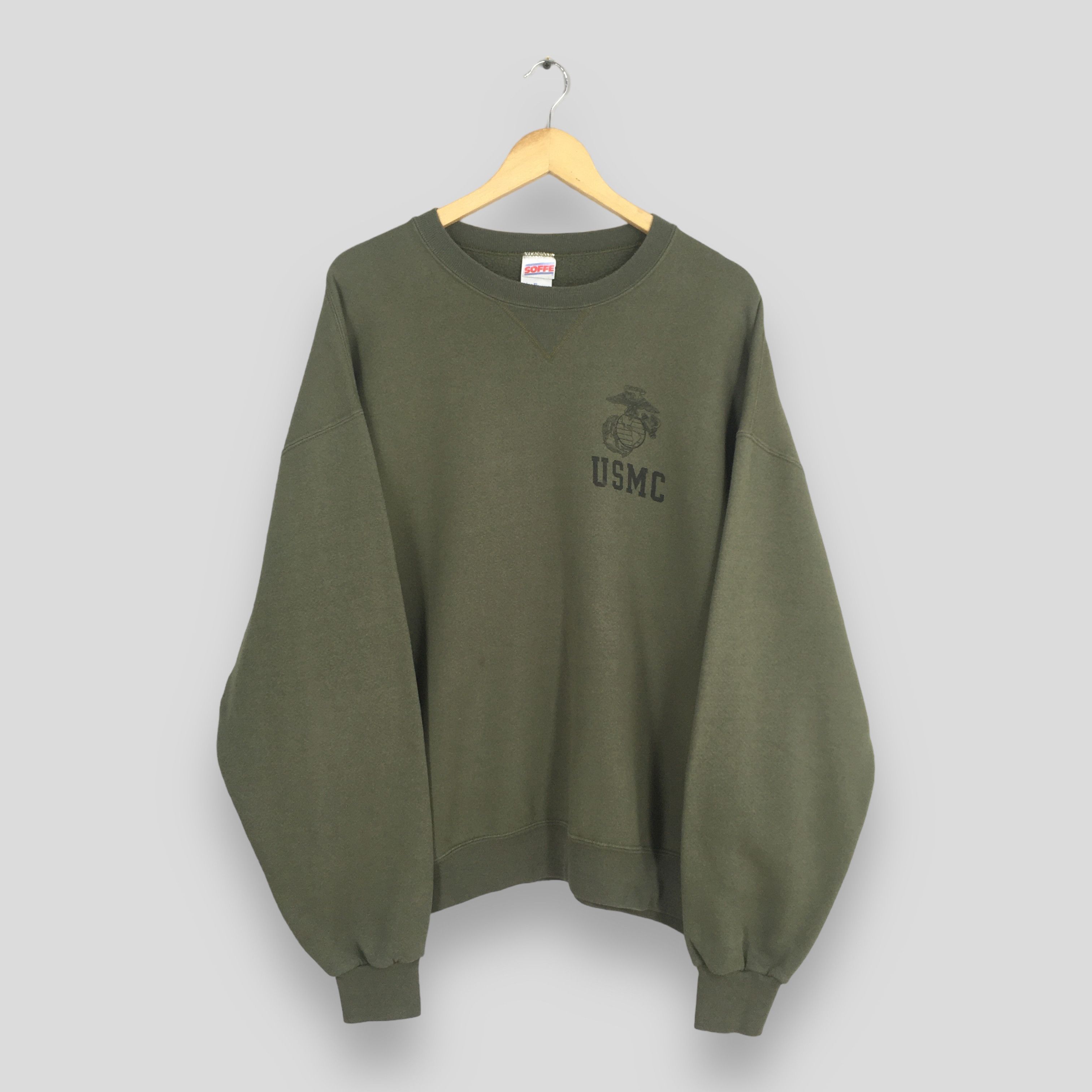 Soffe Vintage 90's Usmc Marines Green Sweatshirt XLarge Size US XL / EU 56 / 4 - 1 Thumbnail