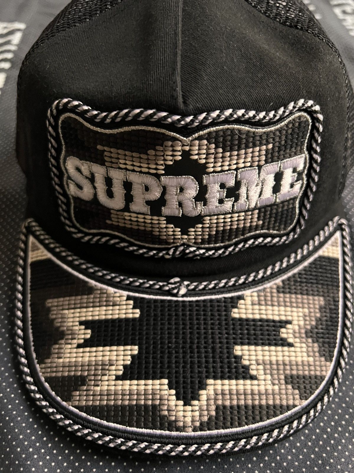 Supreme Supreme Western Embroidered Mesh Back 5-Panel Hat Cap Black Size ONE SIZE - 8 Thumbnail