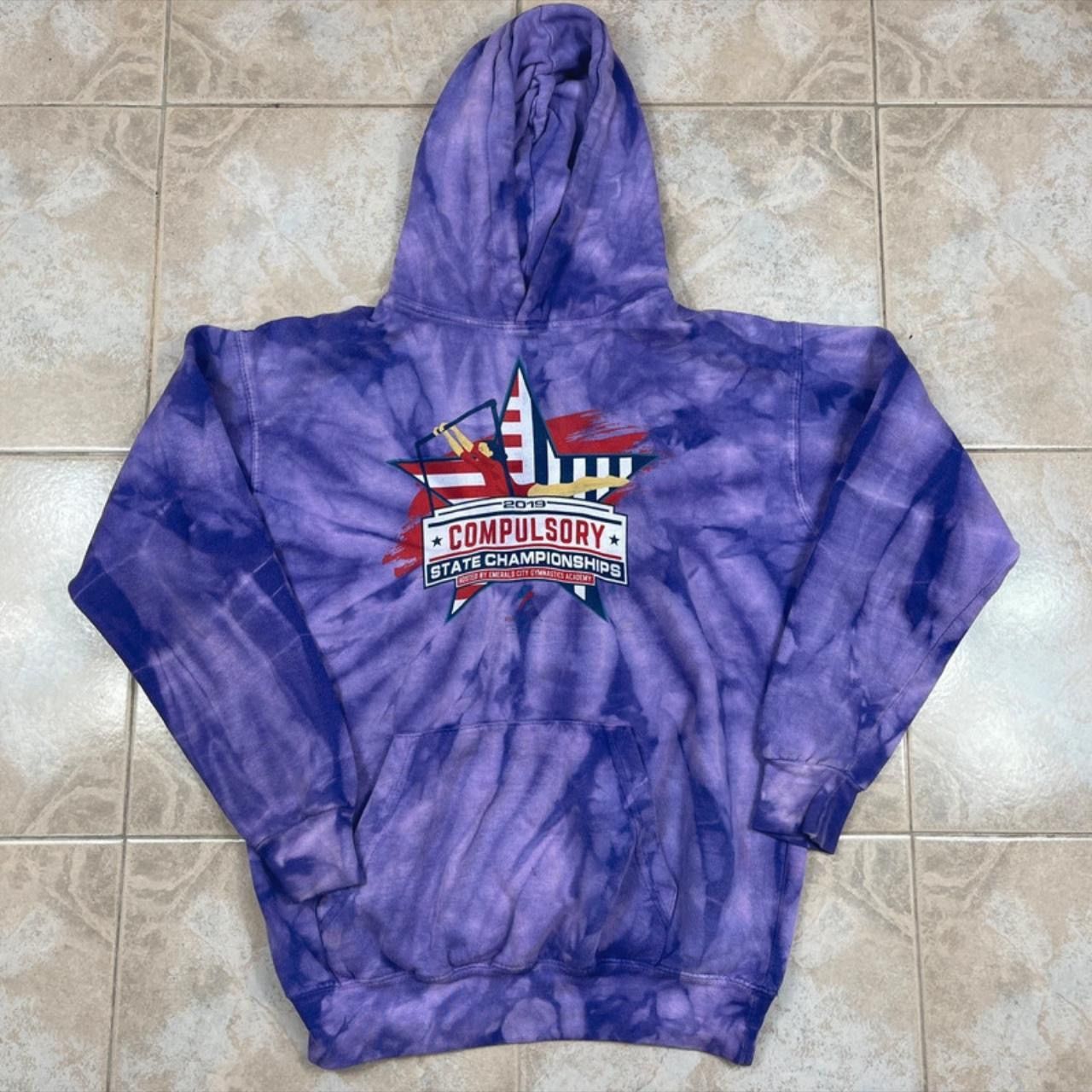 Vintage Tye Dye Purple Hoodie Compulsory State Championship USA Size M / US 6-8 / IT 42-44 - 2 Thumbnail