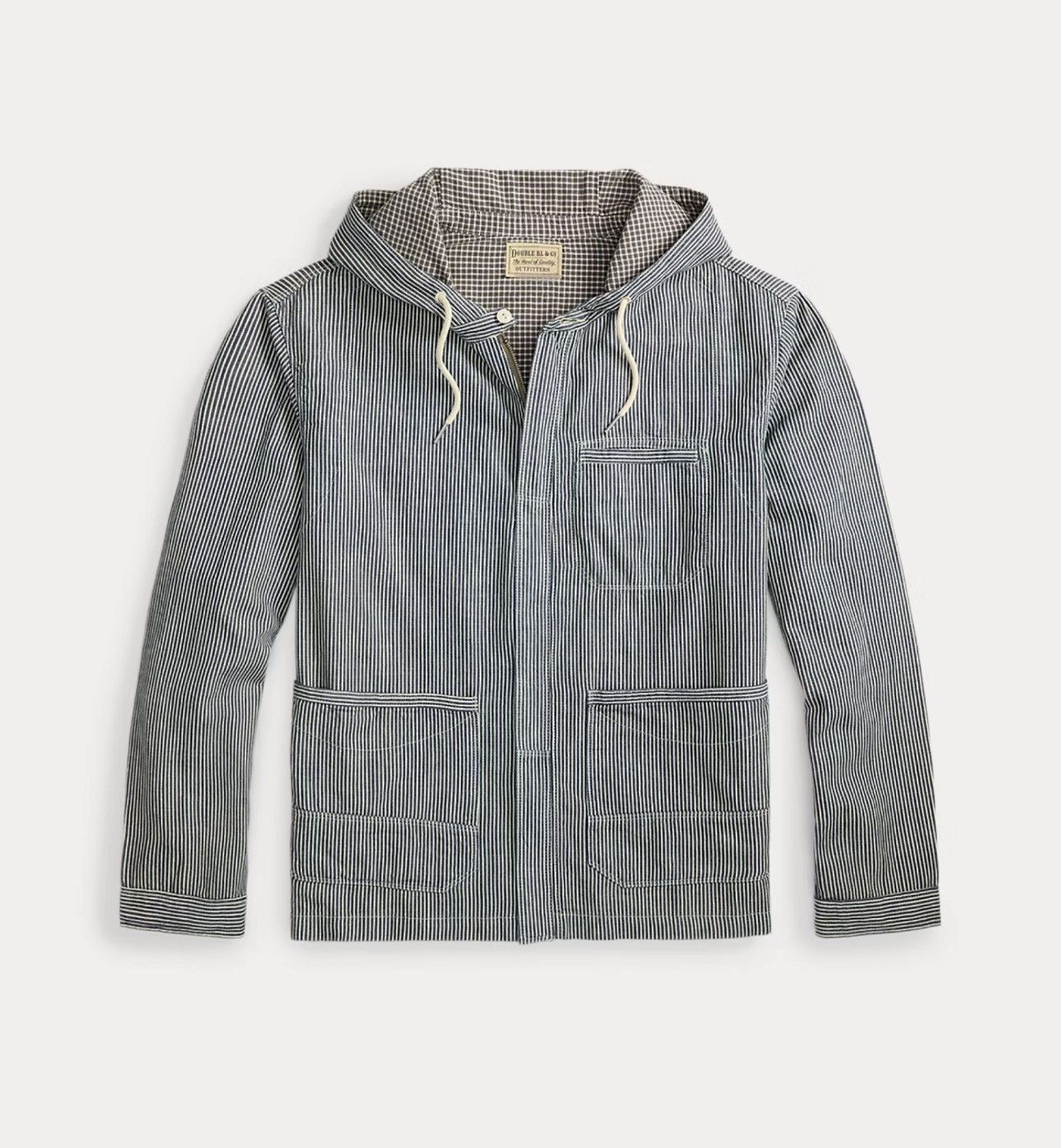 RRL Ralph Lauren Indigo Striped Twill Hooded Jacket