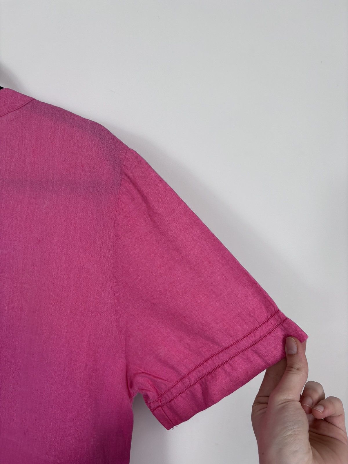 Davide Cenci Davide Cenci Vintage Women’s Pink Linen Short Sleeve Shirt Size L / US 10 / IT 46 - 21 Thumbnail