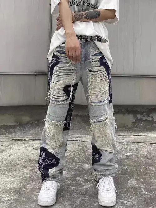 Japanese Brand Street hip hop grunge raw edge jeans Size US 32 / EU 48 - 2 Thumbnail