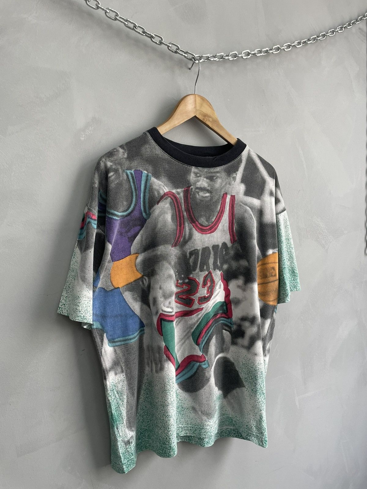 Nike Retro 90s Jordan 23 overprint NBA tupac shirt rare Size US M / EU 48-50 / 2 - 2 Thumbnail