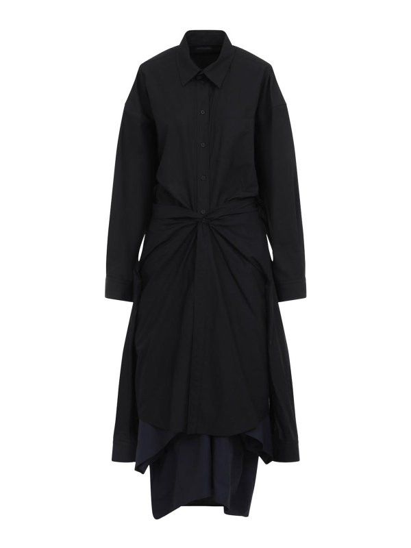 Balenciaga oc11z0426 Maxi Patched Shirt Dress in Black Size S / US 4 / IT 40 - 1 Thumbnail
