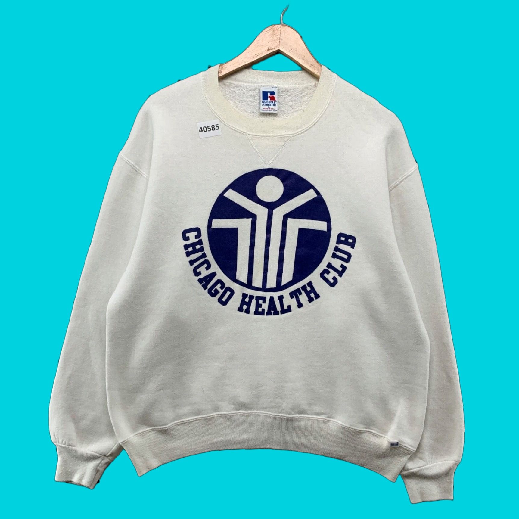 Russell Athletic VINTAGE Chicago Health Club Crewneck Sweatshirt Mens Large White USA 90s Size US L / EU 52-54 / 3 - 1 Thumbnail