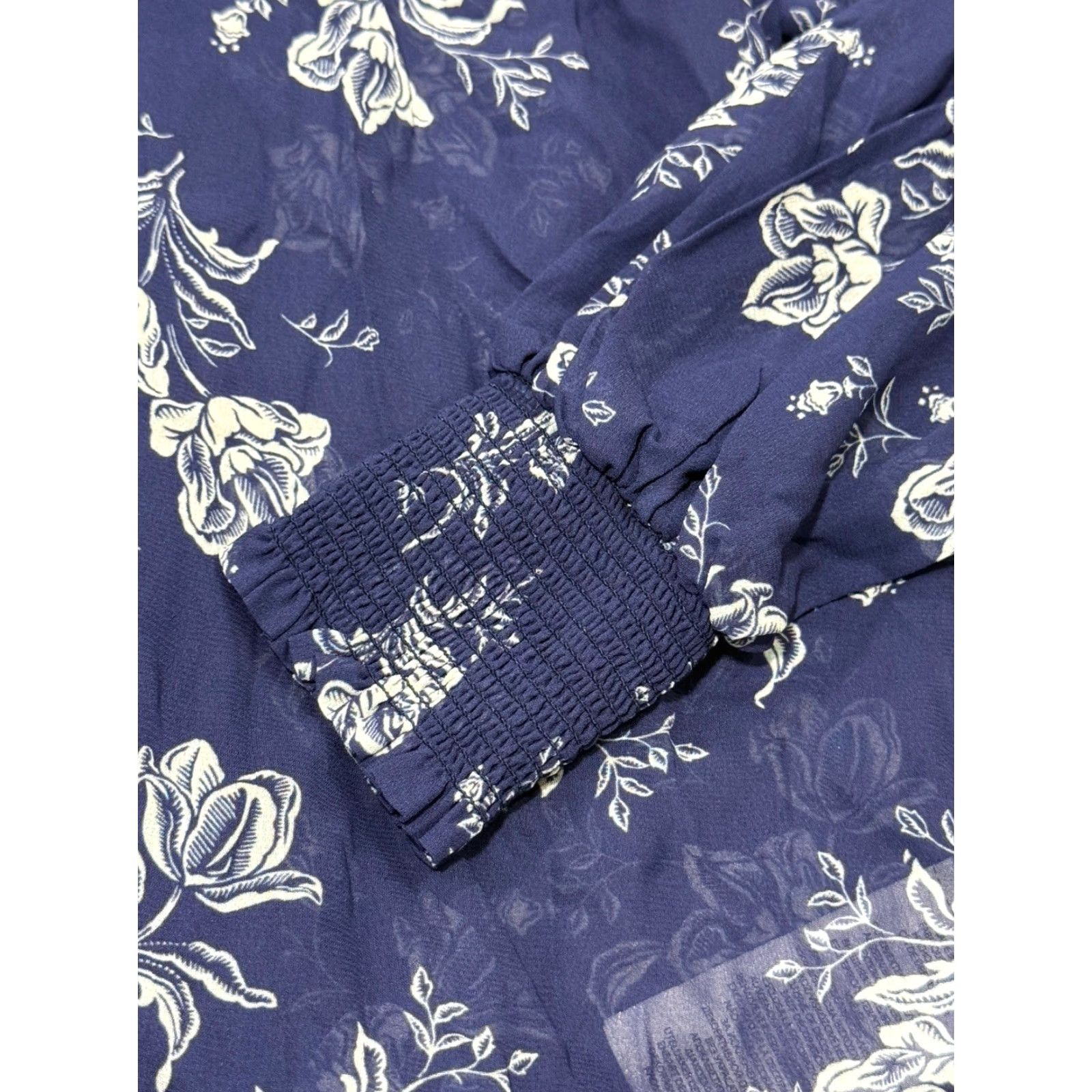Polo Ralph Lauren Polo Ralph Lauren Blouse Viscose Floral-Print Blue XS 3/4 Sleeve Tie Under Shirt Women's Regular Sizes Size XS / US 0-2 / IT 36-38 - 4 Thumbnail