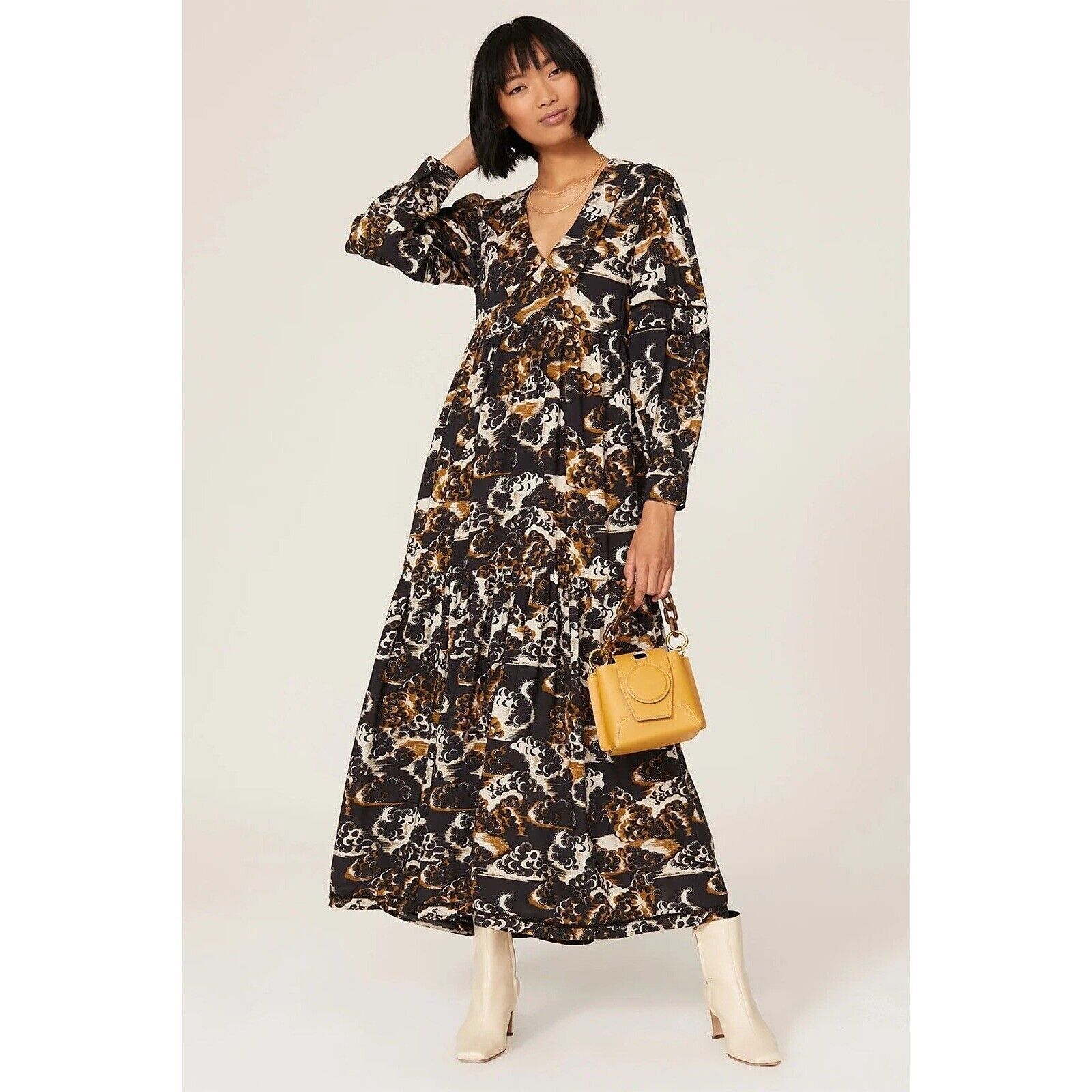 Scotch & Soda rtr Scotch & soda small rust black floral Long Sleeve dress Size S / US 4 / IT 40 - 1 Thumbnail