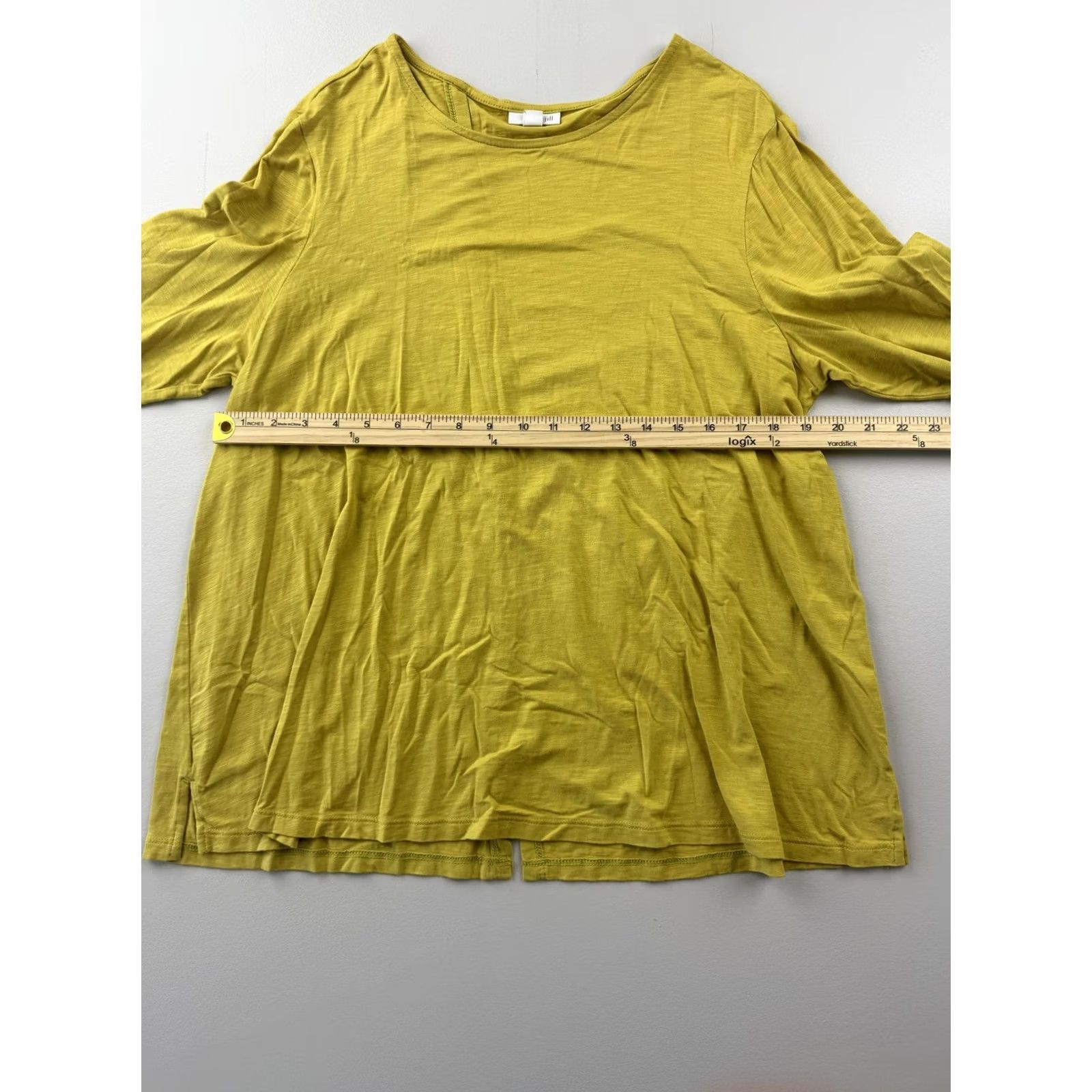 J. Jill J. Jill Shirt Womens 1X Yellow Scoop Neck Long Sleeve Lightweight Tunic Top Size XL / US 12-14 / IT 48-50 - 5 Thumbnail