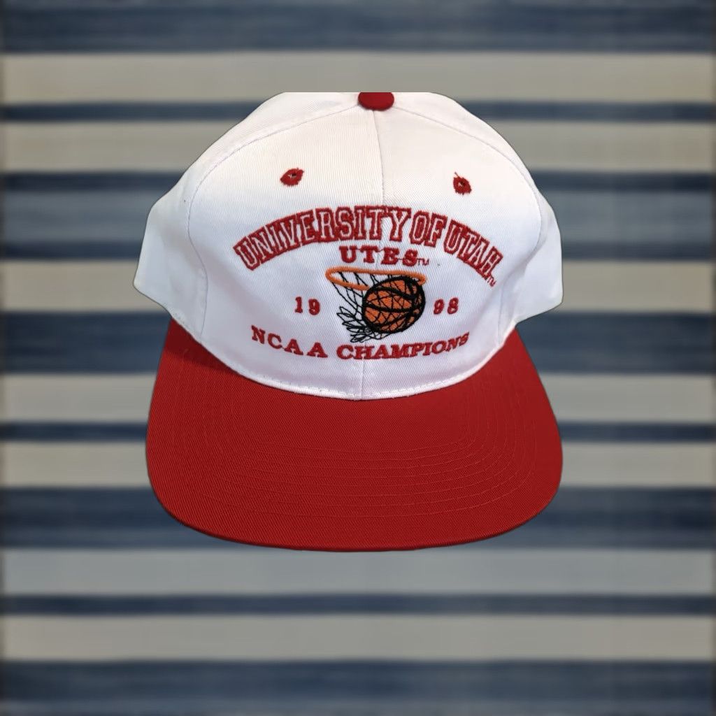 NCAA VINTAGE University of Utah Utes Snapback Hat Cap NCAA Champions Basketball Men One Size White Adjustable Baseball Cap Size ONE SIZE - 1 Thumbnail