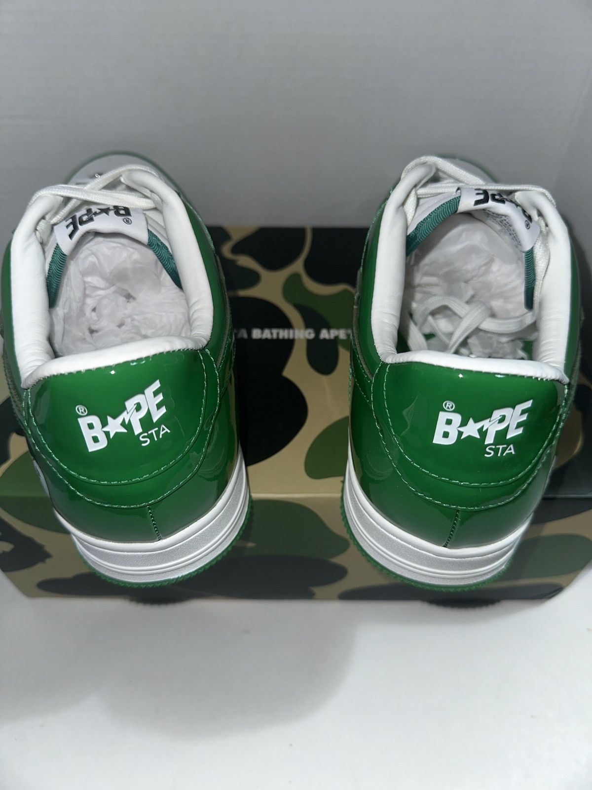 Bape BAPE Green/White Patent Leather Bapesta DS US12 Size US 12 / EU 45 - 5 Thumbnail