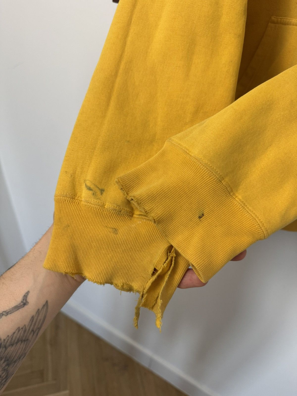 Stussy 💥90s STUSSY BIG LOGO YELLOW HOODIE DISTRESSED WASHED SKATE Size US M / EU 48-50 / 2 - 7 Thumbnail
