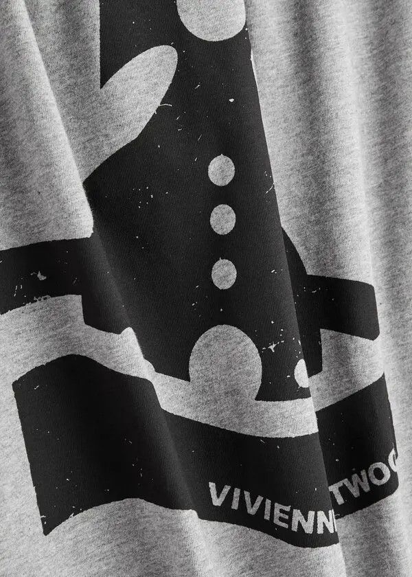 Vivienne Westwood o1f1d3z0526 Sunken Orb Printed Cotton T-Shirt in Grey Size US M / EU 48-50 / 2 - 5 Thumbnail