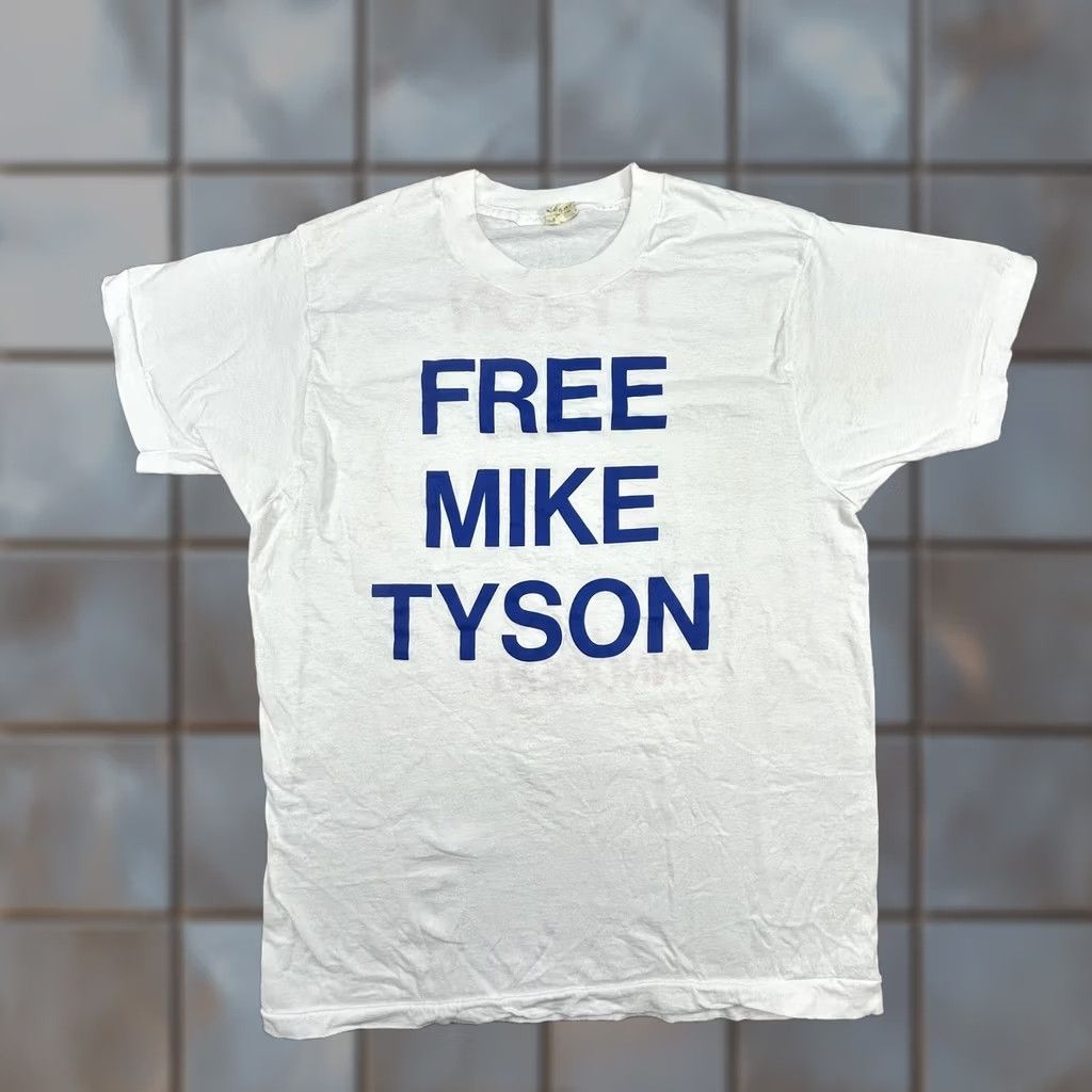 Vintage VINTAGE Mike Tyson Shirt Mens XL White Free Tyson Is Innocent 90s Protest - Screen Stars T-Shirt Size US XL / EU 56 / 4 - 1 Thumbnail