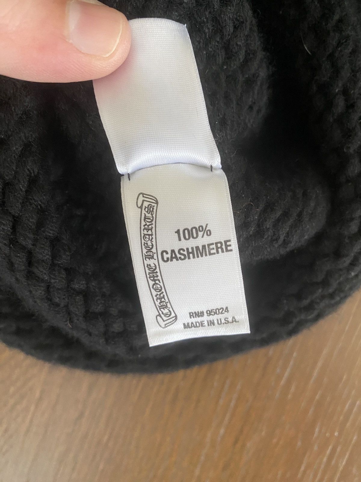Chrome Hearts Chrome Hearts Fuck You Leather Patch Cashmere Beanie Size ONE SIZE - 7 Thumbnail